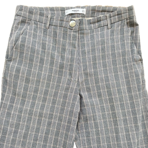 Mango Grey Plaid Pants, Cropped, Cuffed, Women’s Medium (Size 8) - Picture 3 of 7